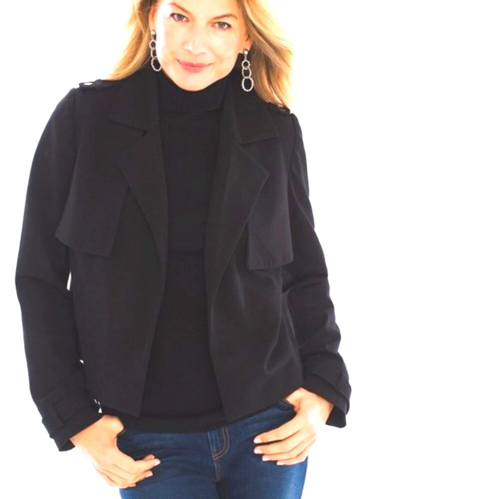 Chicos Cropped Trench Jacket